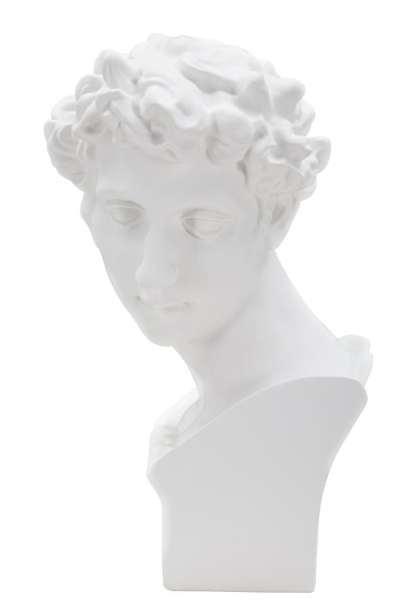 Dekofigur klassische Männerbüste Replikat römischer junger Mann Statue Antik-Stil weiß H 30 cm