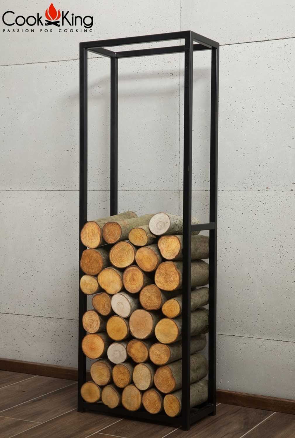 Kaminholzregal "Cornel" H 150 cm Holzregal für Kaminholz Kaminholzablage aus Stahl Kaminholzständer