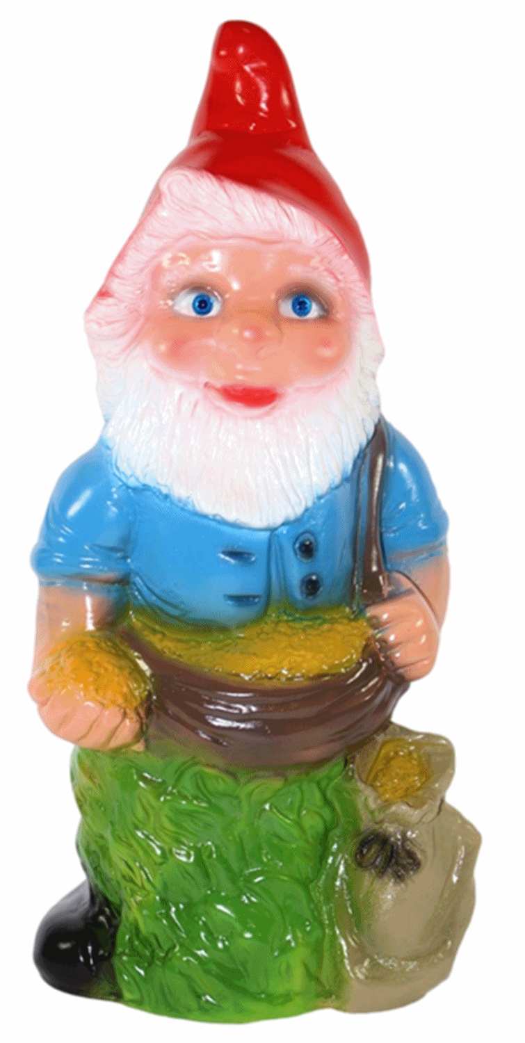 Gartenzwerg Deko Garten Figur Zwerg Sämann mit Sack u. Schürze stehend aus Kunststoff H 35 cm