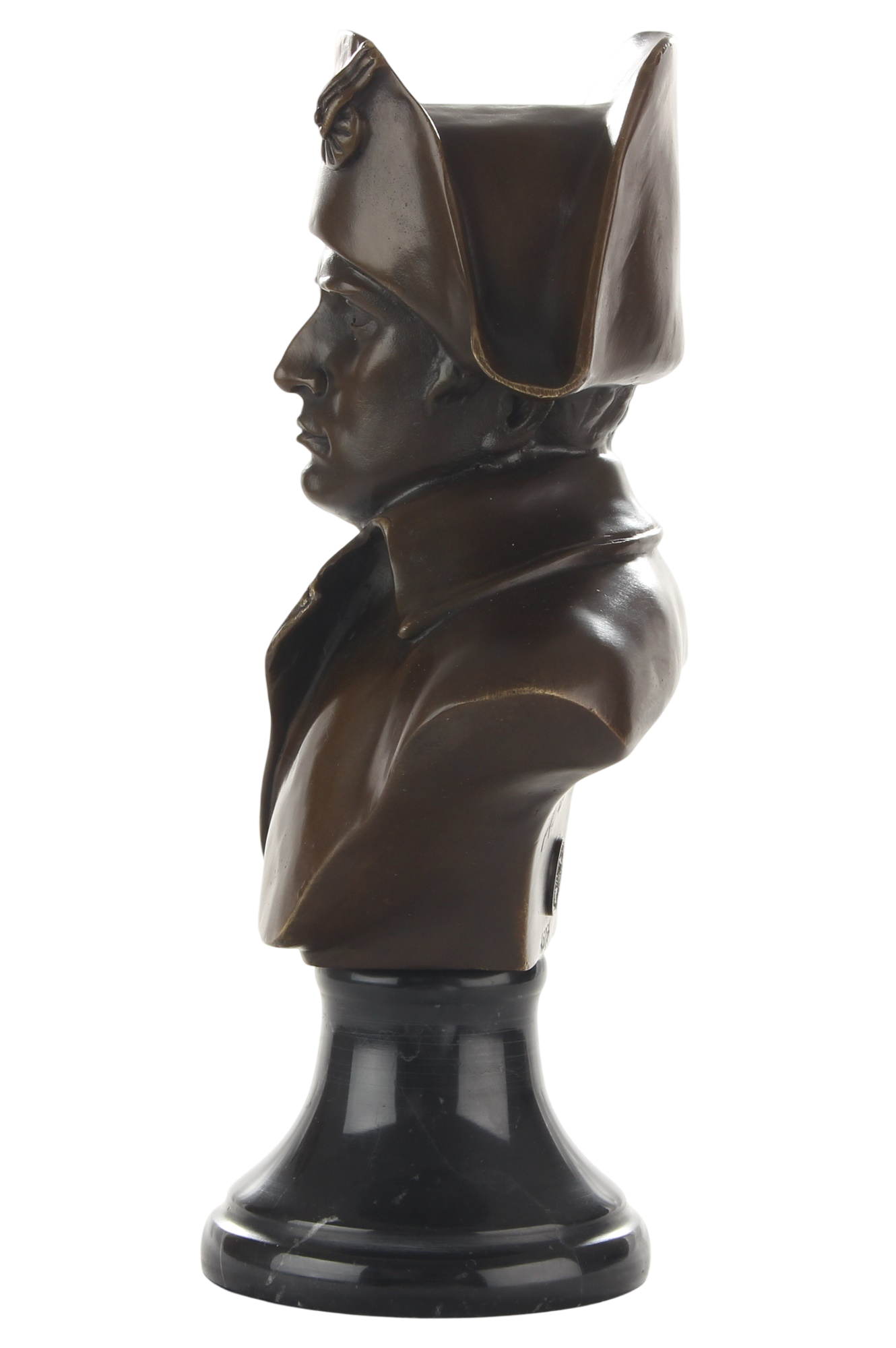 Bronzeskulptur Napoleon Bonaparte, Männerbüste auf Marmorsockel, Höhe 24,9 cm