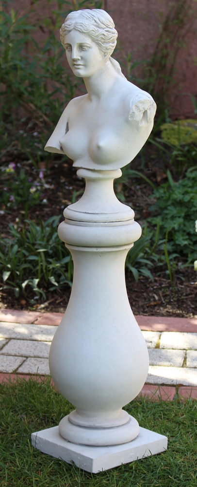Beton Figuren Statue Büste Venus von Milo auf Baluster Säule H 73 cm Satz Gartenskulpturen