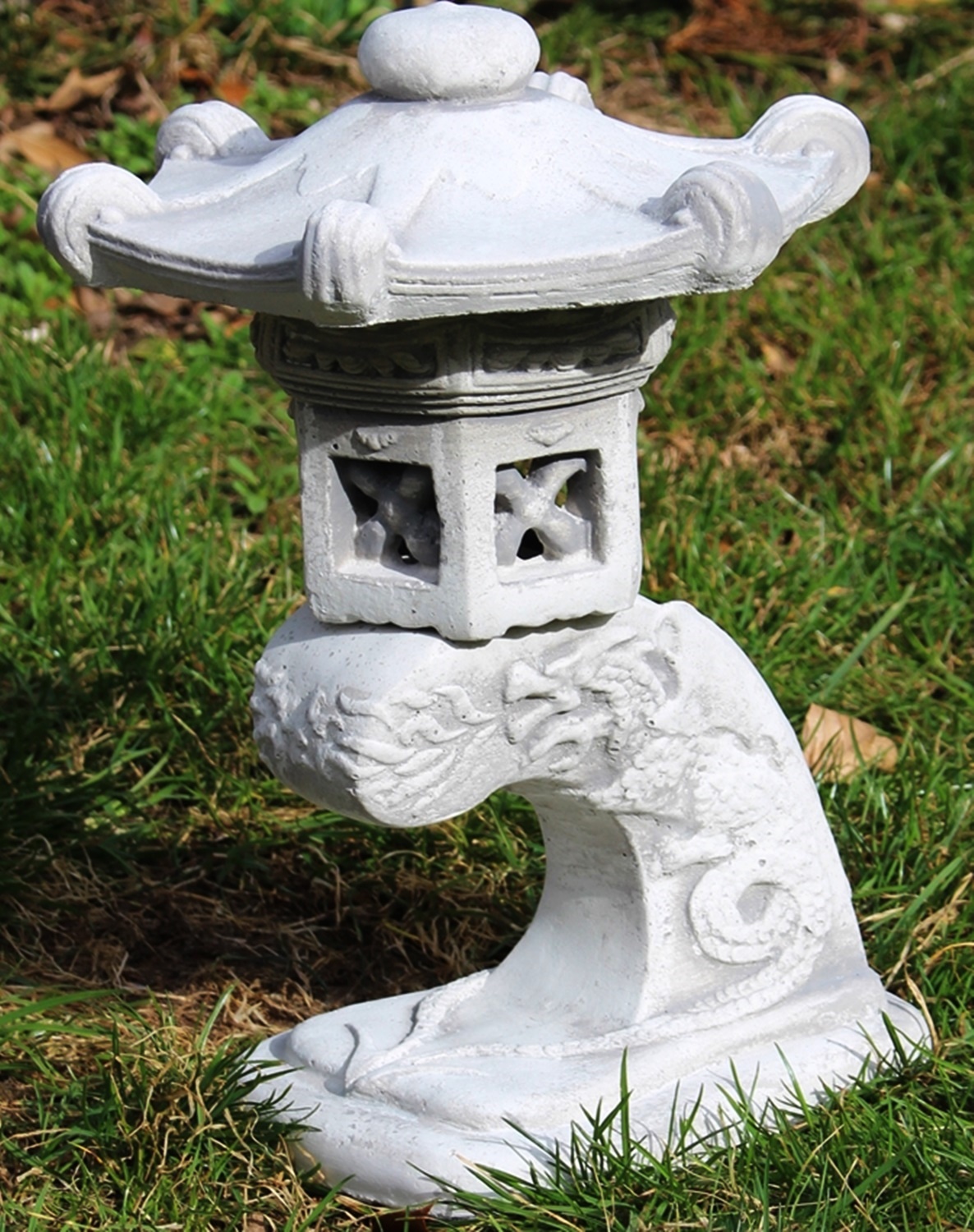 Beton Figur Skulptur japanische Laterne H 31 cm 3-teilig asiatische Steinlaterne Pagode