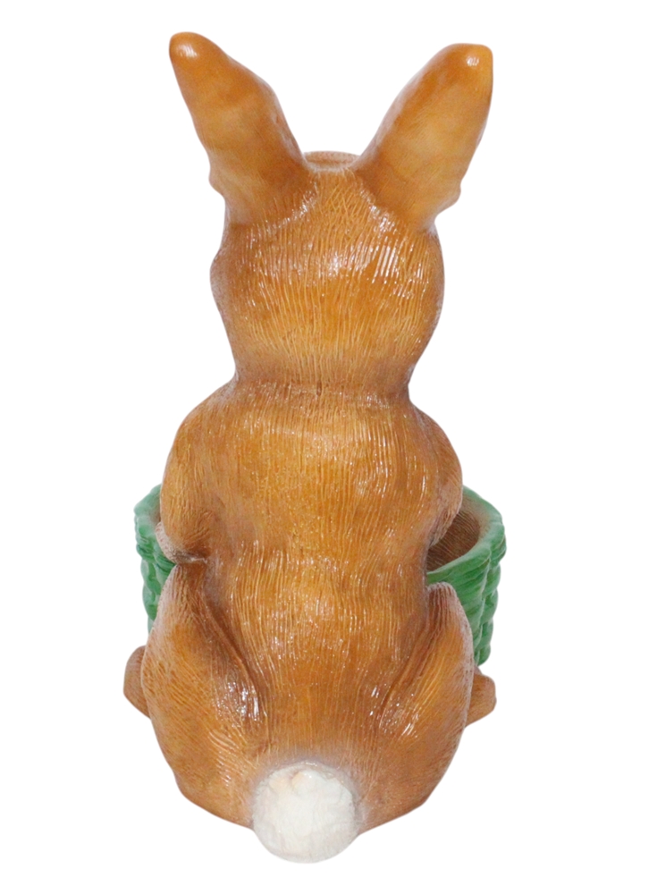 Osterhasen mit Karre und Korb Satz 2 Stück Gartenfiguren zum Bepflanzen Kunststoff Höhe 38-40 cm