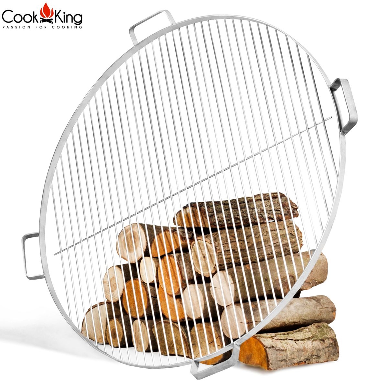 Grillrost mit 4 Griffen aus Edelstahl Ø 70 cm Rost für Feuerschalen Grillgitter rund Grillen