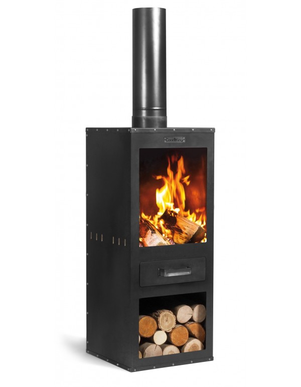 Gartenkamin "Rosa" Gartenofen H 150 cm zum Heizen und Grillen Terrassenofen aus Naturstahl Kamin