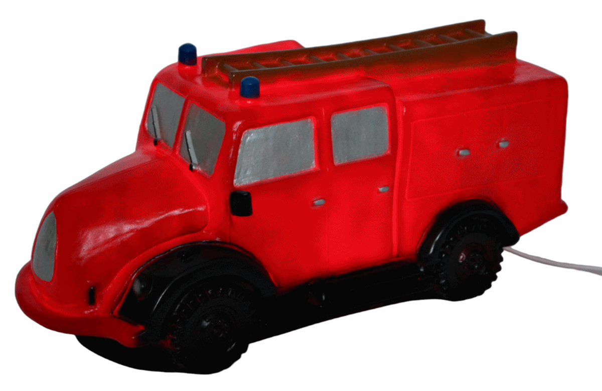 Feuerwehrauto-Lampe Deko-Figur mit Beleuchtung H 18,5 cm Nachttischlampe für Innenbereiche