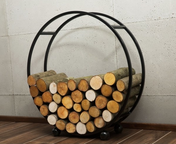 Kaminholzregal "Daisy" H 102 cm Holzregal für Kaminholz Kaminholzablage aus Stahl Kaminholzständer