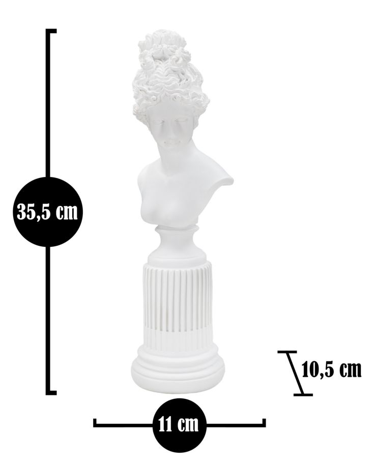 Dekofigur Büste klassische römische Frau auf Sockel Replikat Statue weiß H 35,5 cm