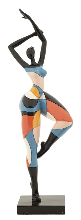 Tänzerin in Ballettpose bunt – abstrakte Dekofigur aus Polyresin für Wohnraum und Wintergarten H 38,5 cm