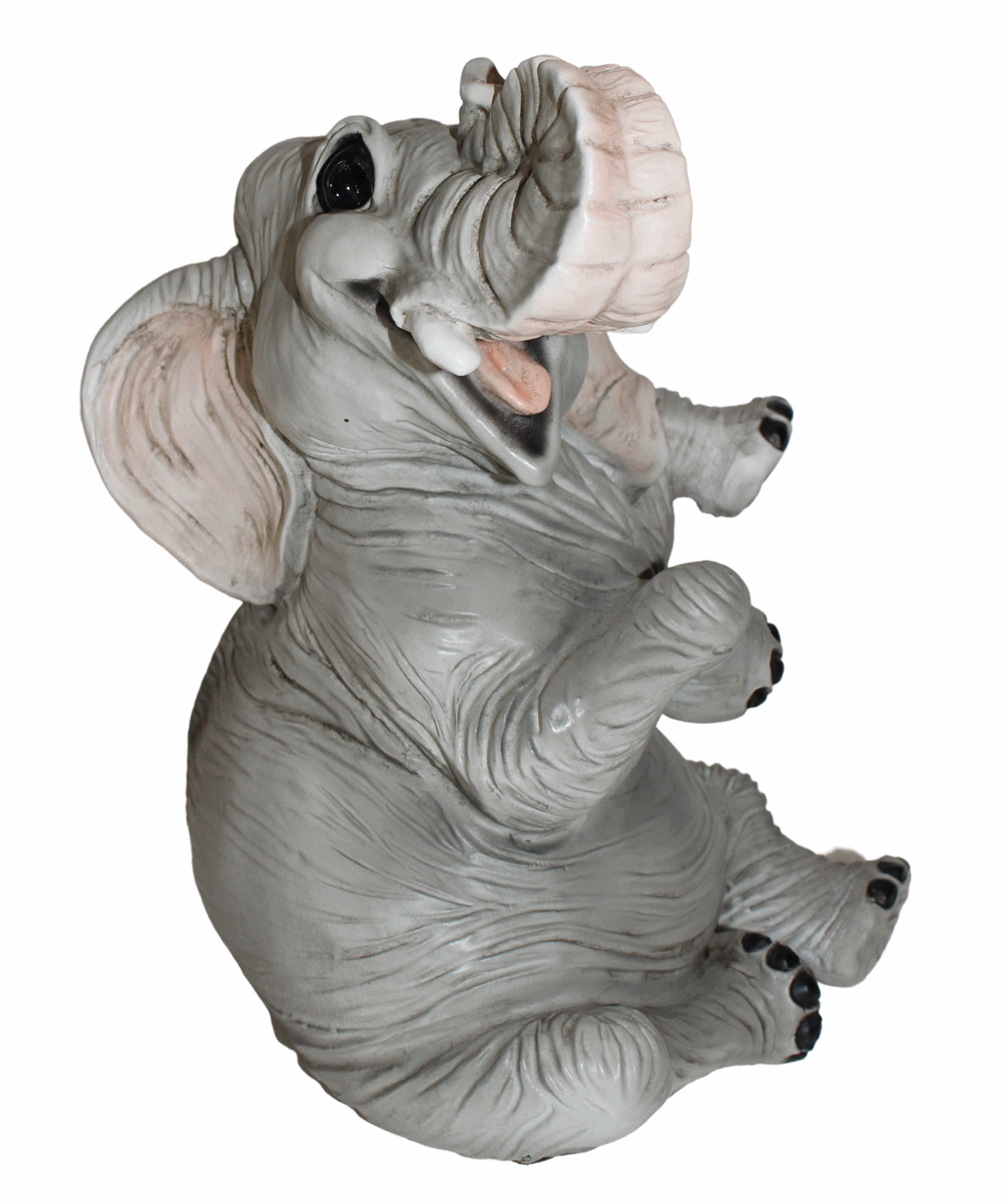 Figur Elefant Baby Elefantenfigur sitzend und lachend Tierfigur Kollektion Castagna Resin H 21 cm