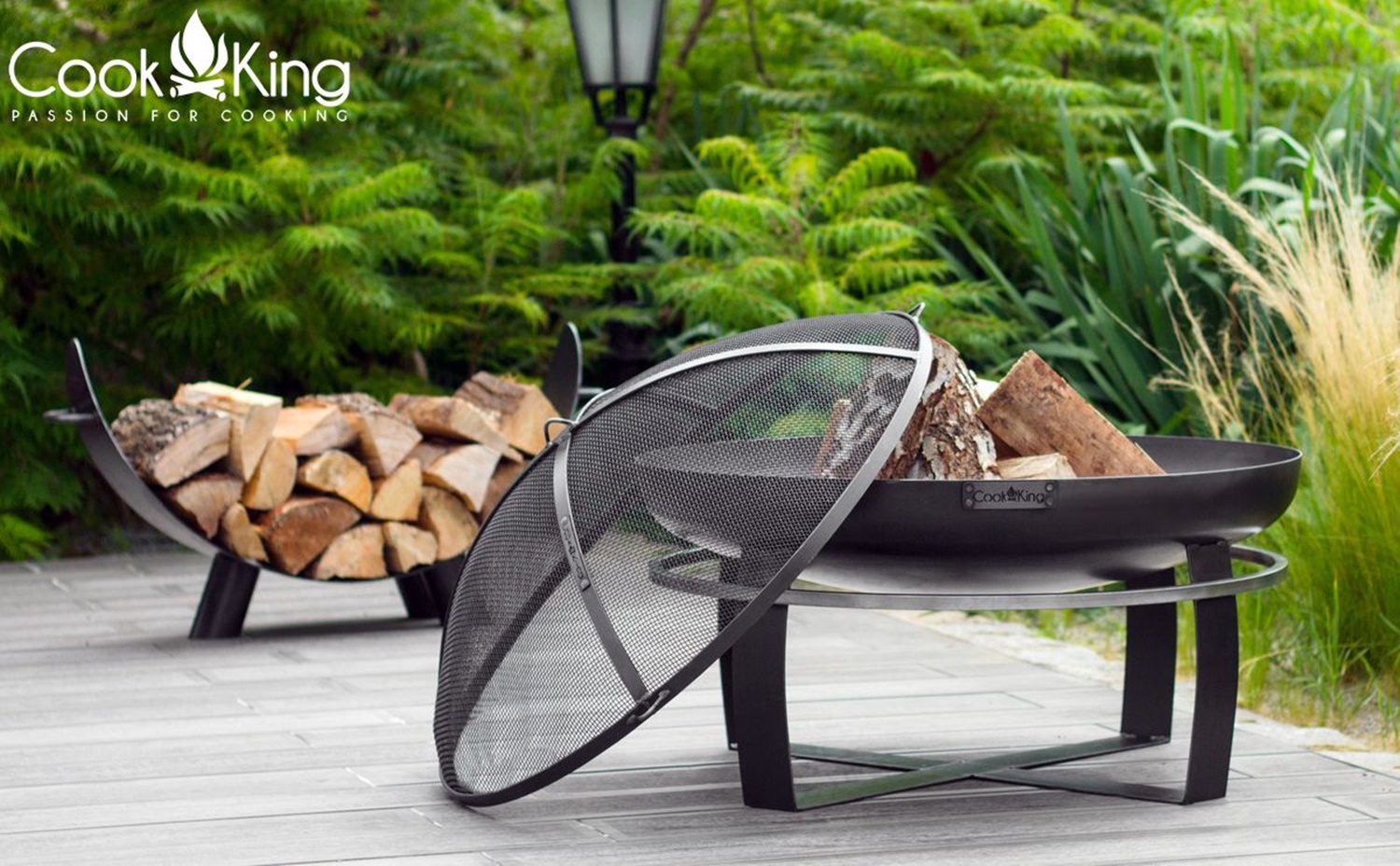 Feuerschale "Viking" Ø 80 cm Feuerstelle für Garten aus Stahl Feuerkorb als Wärmequelle oder Grill