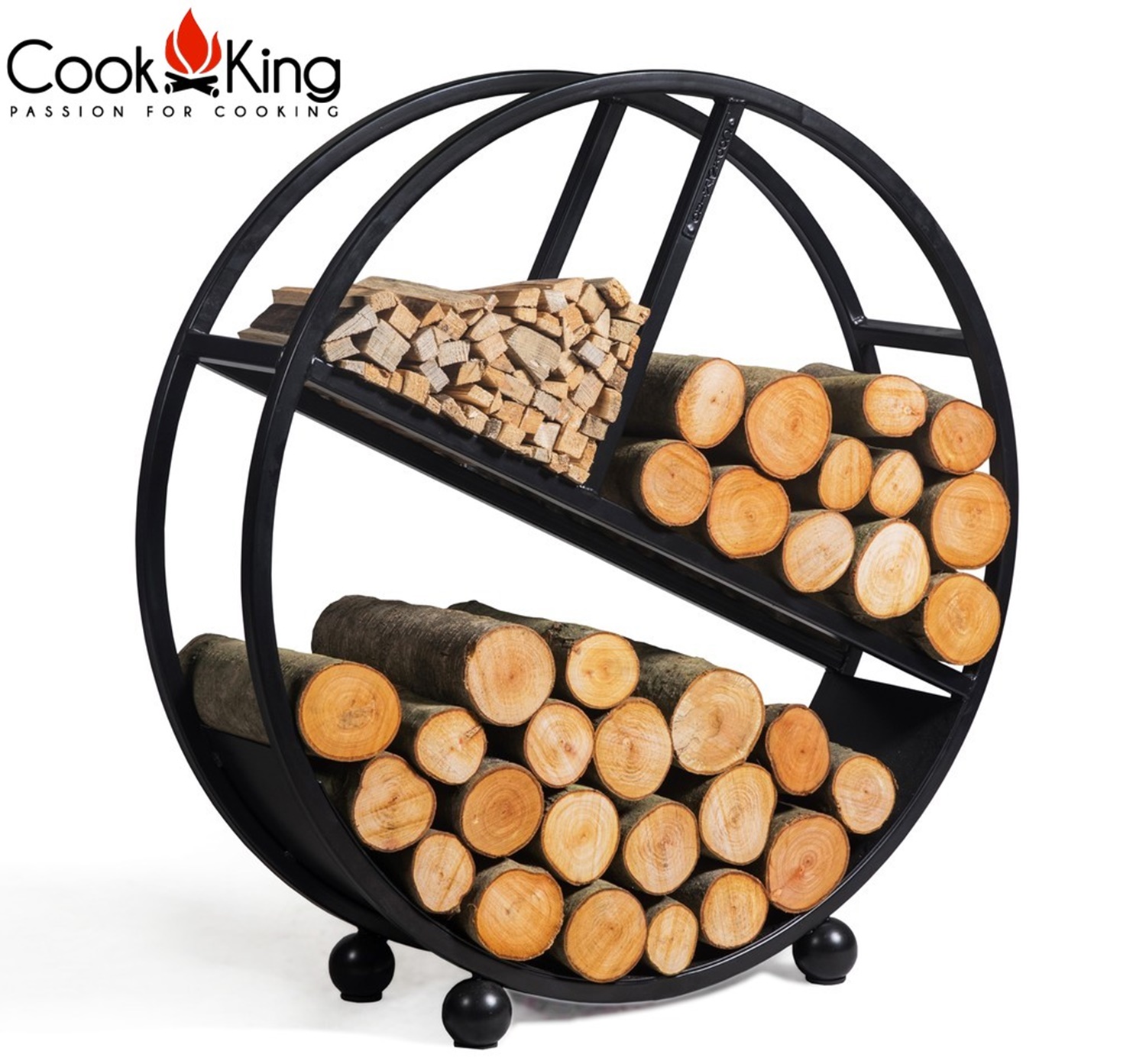 Kaminholzregal "Diego" H 82 cm Holzregal für Kaminholz Kaminholzablage aus Stahl Kaminholzständer