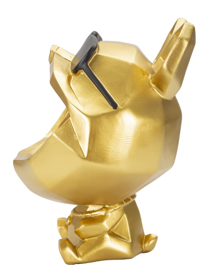 Hund Bulldogge mit Sonnenbrille Gold – coole Dekofigur mit Ablage aus Polyresin für Flur und Wohnraum H 23,5 cm