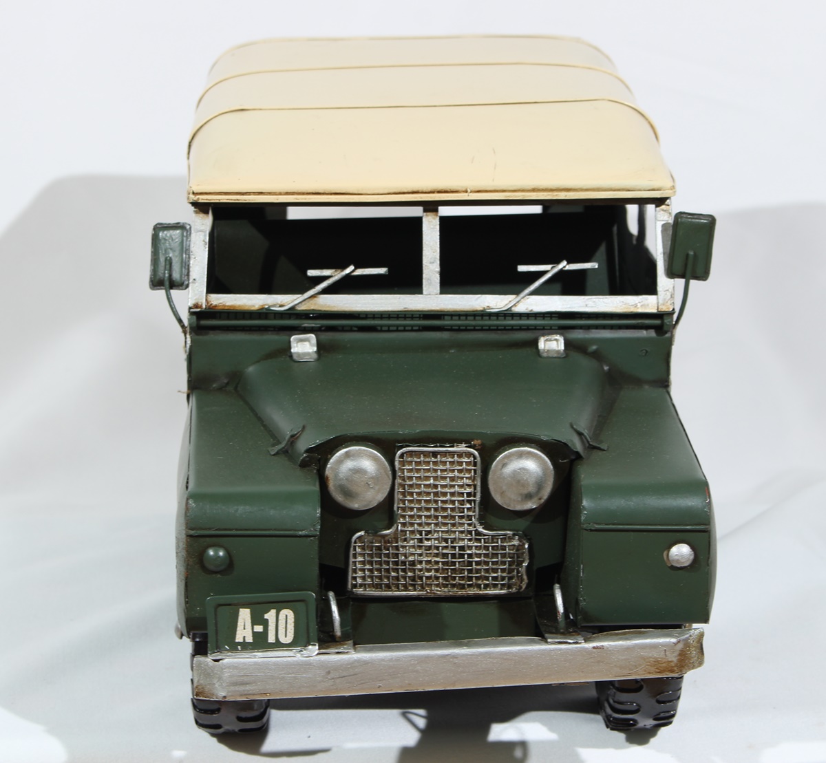 Blechauto Nostalgie Modellauto Oldtimer Automarke Jeep Safari Land Rover aus Blech L 36 cm