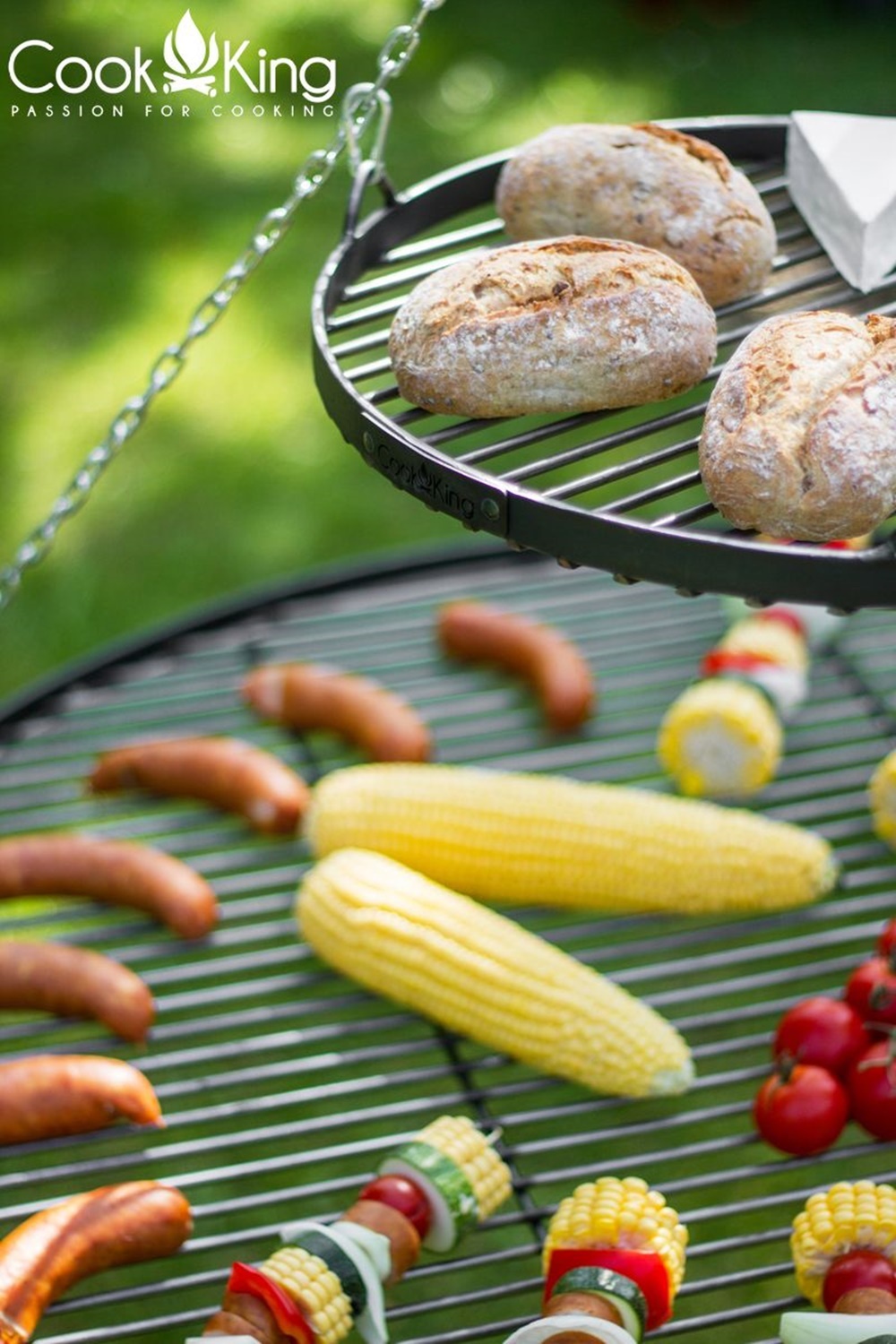 Schwenkgrill H 200 cm mit Doppelrost aus Rohstahl 80 cm + 40 cm Dreibein Grill Tripod Grillen
