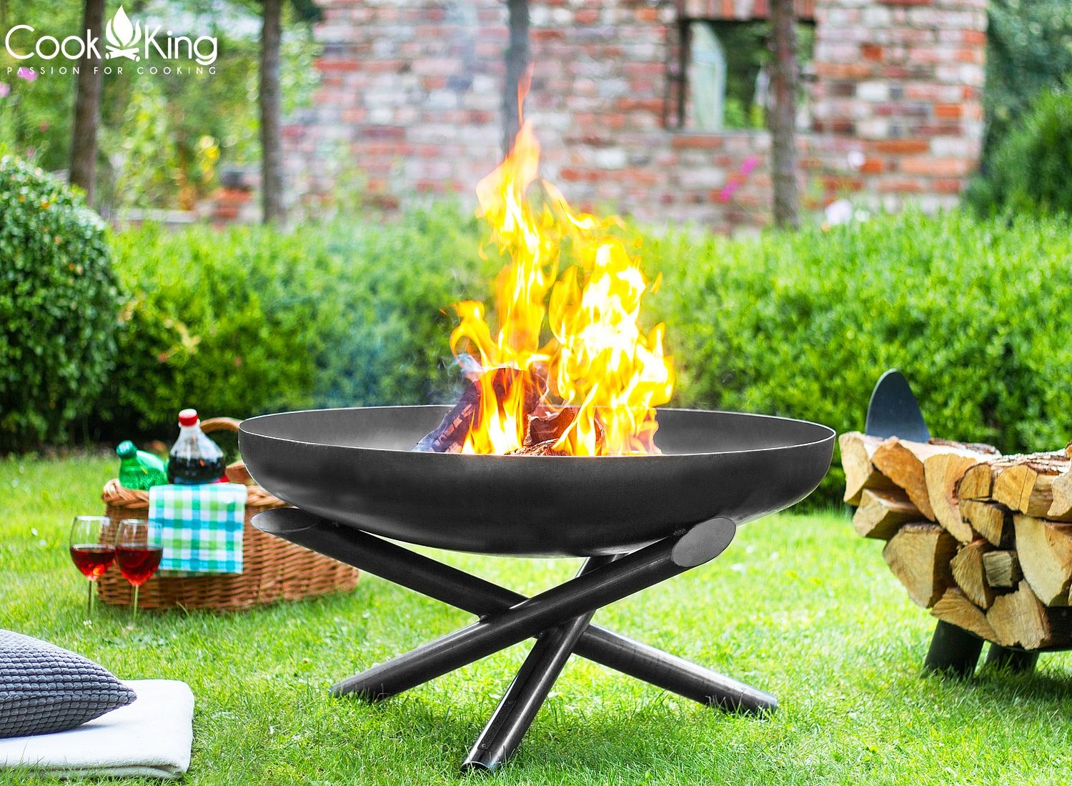 Feuerschale "Indiana" Ø 60 cm Feuerstelle für Garten aus Stahl Feuerkorb als Wärmequelle oder Grill