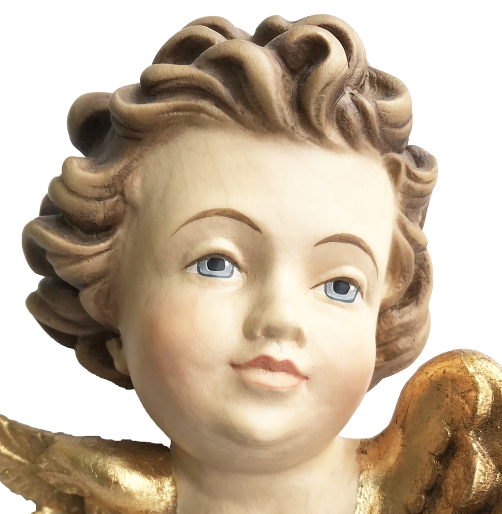 Engel zum aufhängen H 12 cm Schutzengel Engelskopf Holzfigur Deko Statue aus Ahornholz