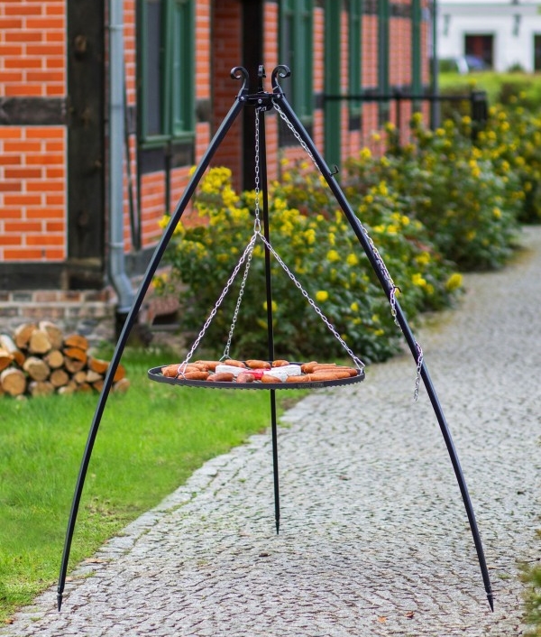 Schwenkgrill H 200 cm mit Grillrost Ø 70 cm aus Rohstahl Dreibein Grill Tripod Grillständer