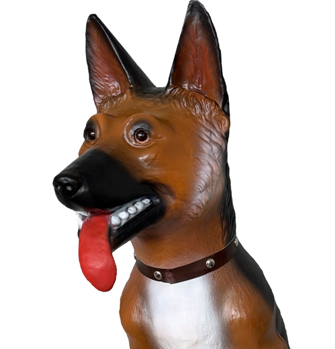 Deko Garten Figur Dekofigur Gartenfigur Tierfigur großer Schäferhund mit Halsband aus Kunststoff H 69 cm
