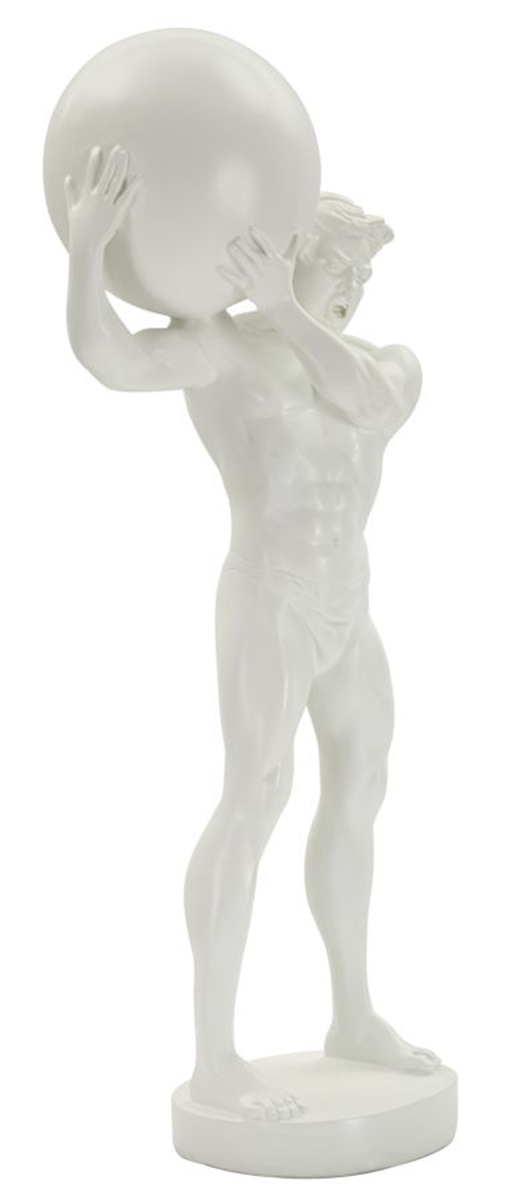 Dekofigur klassische Skulptur Replikat Atlas stehend Statue aus griechischer Mythologie weiß H 50 cm