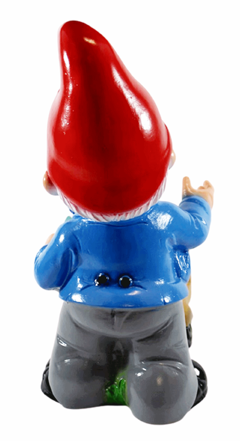 Gartenzwerg Deko Garten Figur Zwerg Eisverkäufer mit mobiler Eisdiele stehend aus Kunststoff H 35 cm