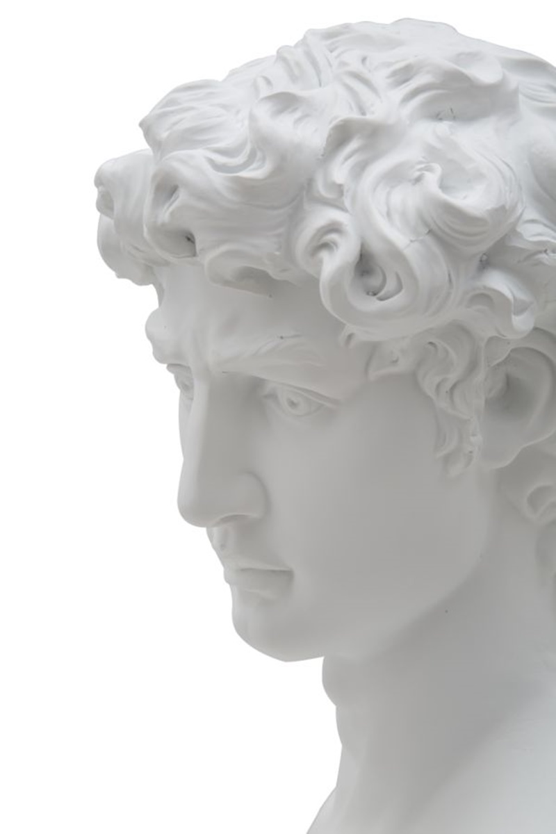 Dekofigur klassische Männerbüste Replikat David von Michelangelo Statue weiß H 34 cm