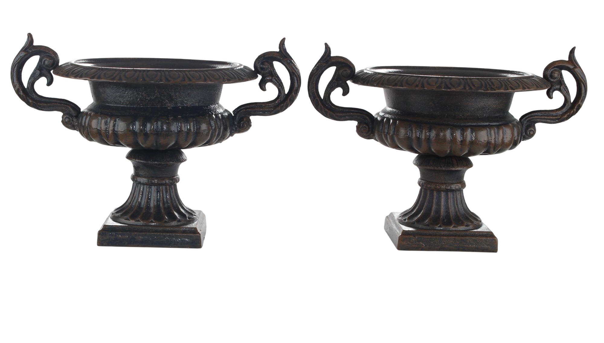 Medici Vase Pflanzschale Gusseisen Bronze-Braun 2er-Set – Neoklassik H 25 cm