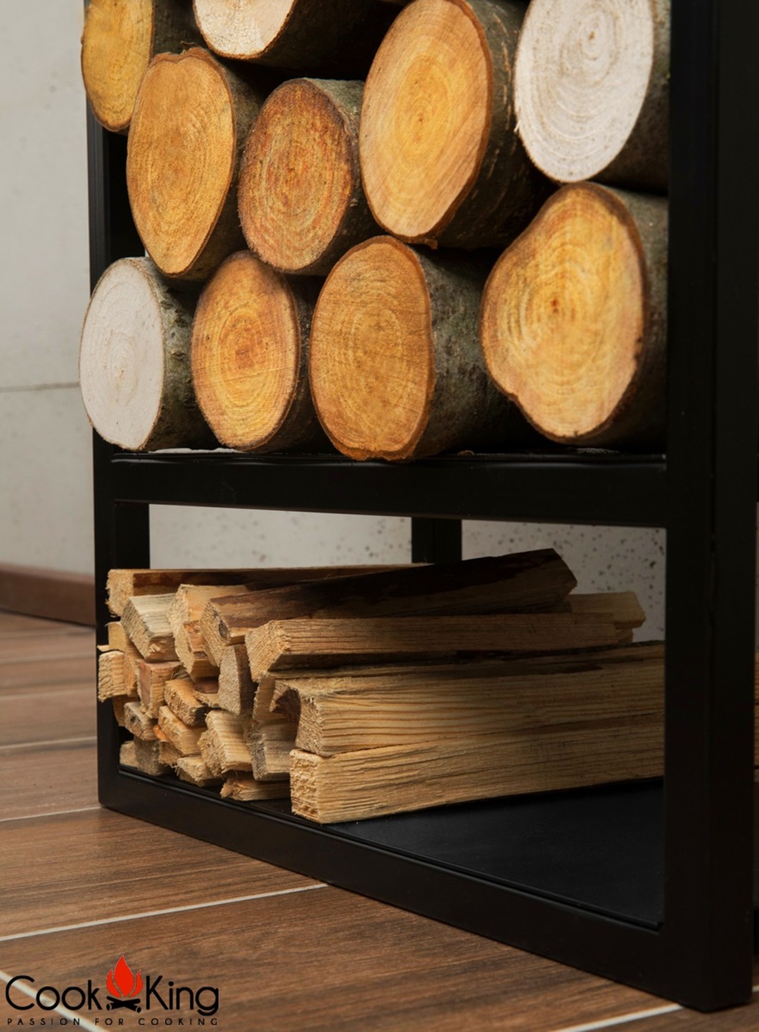 Kaminholzregal "Atos" H 150 cm Holzregal für Kaminholz Kaminholzablage aus Stahl Kaminholzständer