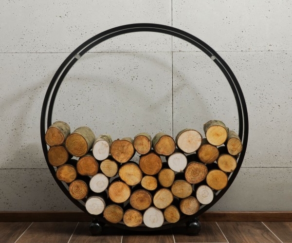 Kaminholzregal "Daisy" H 102 cm Holzregal für Kaminholz Kaminholzablage aus Stahl Kaminholzständer