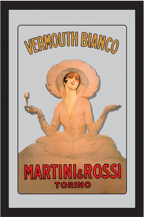 Set: 2 Spiegelbilder Martini & Rossi Vermouth Bianco Vintage Bar Deko 30x20 cm Wandbilder