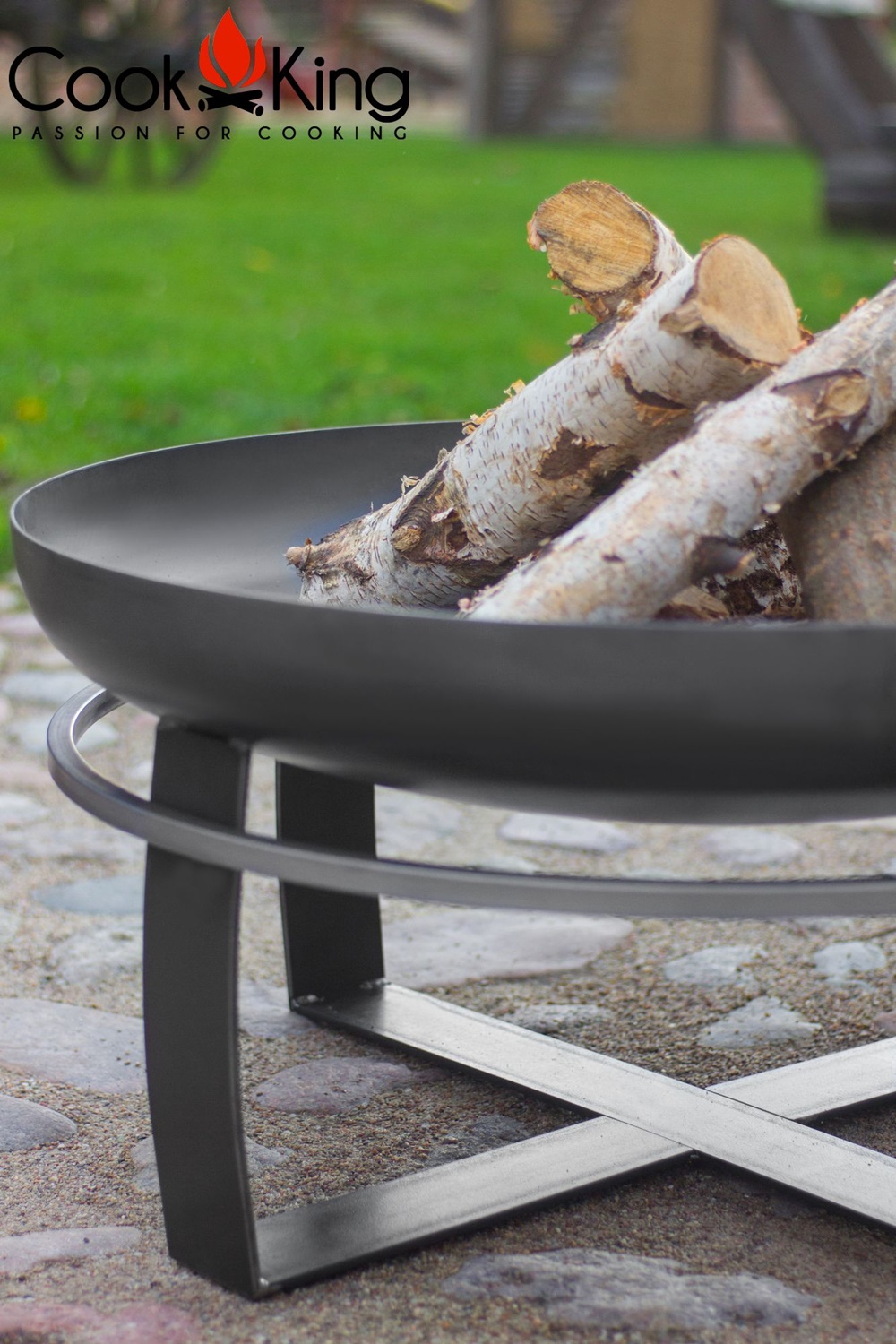 Feuerschale "Viking" Ø 80 cm Feuerstelle für Garten aus Stahl Feuerkorb als Wärmequelle oder Grill