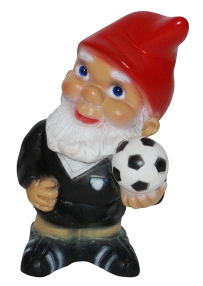 Gartenzwerg Schiedsrichter Fußball klein Höhe 17 cm Gartendeko Dekofigur Zwerg aus Kunststoff
