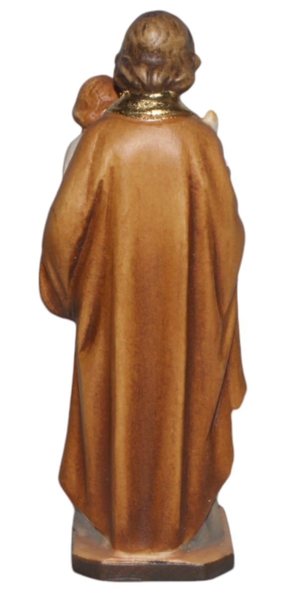 Heiligenfigur Heiliger Josef H 15 cm Josef mit Jesuskind und Lilie Holzfigur Statue aus Ahornholz