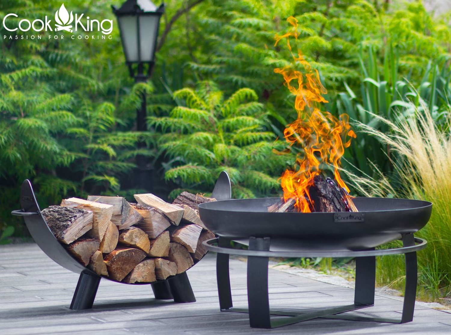 Feuerschale "Viking" Ø 80 cm Feuerstelle für Garten aus Stahl Feuerkorb als Wärmequelle oder Grill