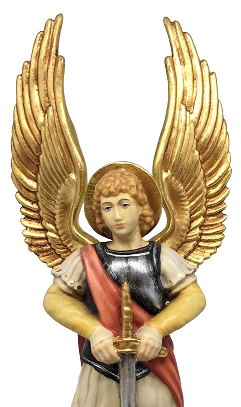 Heiligenfigur Heiliger Erzengel Michael H 15 cm Holzfigur Schutzpatron Statue aus Ahornholz