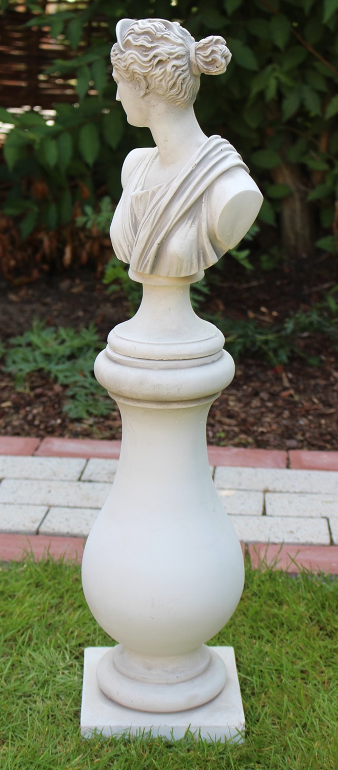 Beton Figur Skulptur Paolina Büste auf Baluster Säule H 71 cm klassische Statue Gartenskulptur