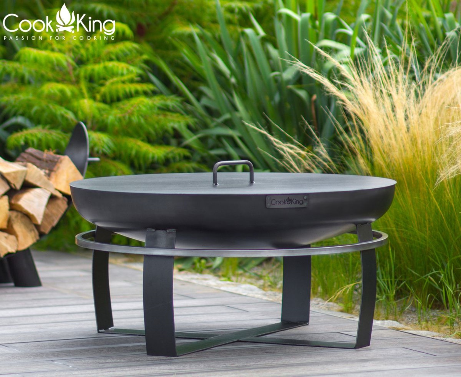 Feuerschale "Viking" Ø 80 cm Feuerstelle für Garten aus Stahl Feuerkorb als Wärmequelle oder Grill
