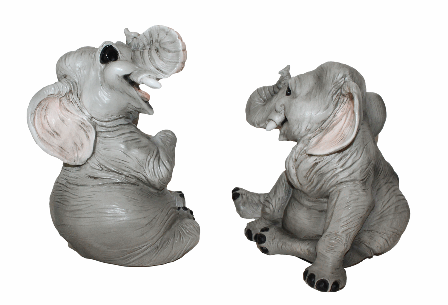 Figur Elefant Baby Elefantenfiguren sitzend u. lachend Tierfigur Kollektion Castagna Resin H 19-21cm