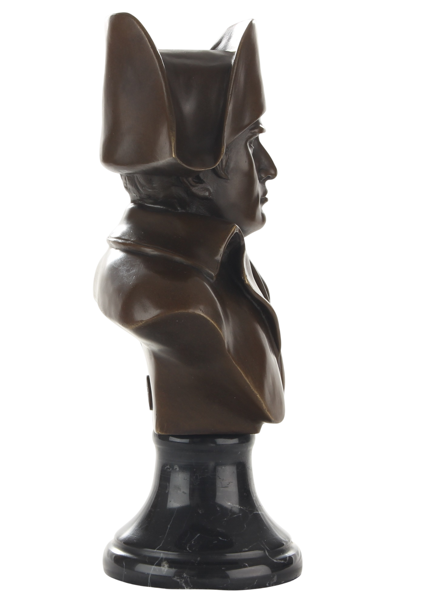 Bronzeskulptur Napoleon Bonaparte, Männerbüste auf Marmorsockel, Höhe 24,9 cm