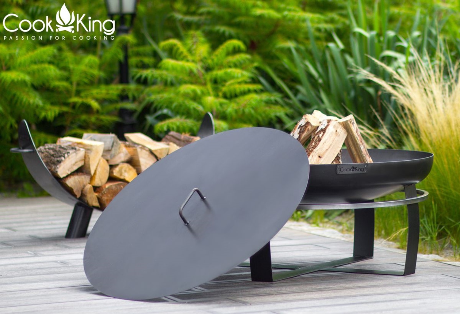 Feuerschale "Viking" Ø 80 cm Feuerstelle für Garten aus Stahl Feuerkorb als Wärmequelle oder Grill