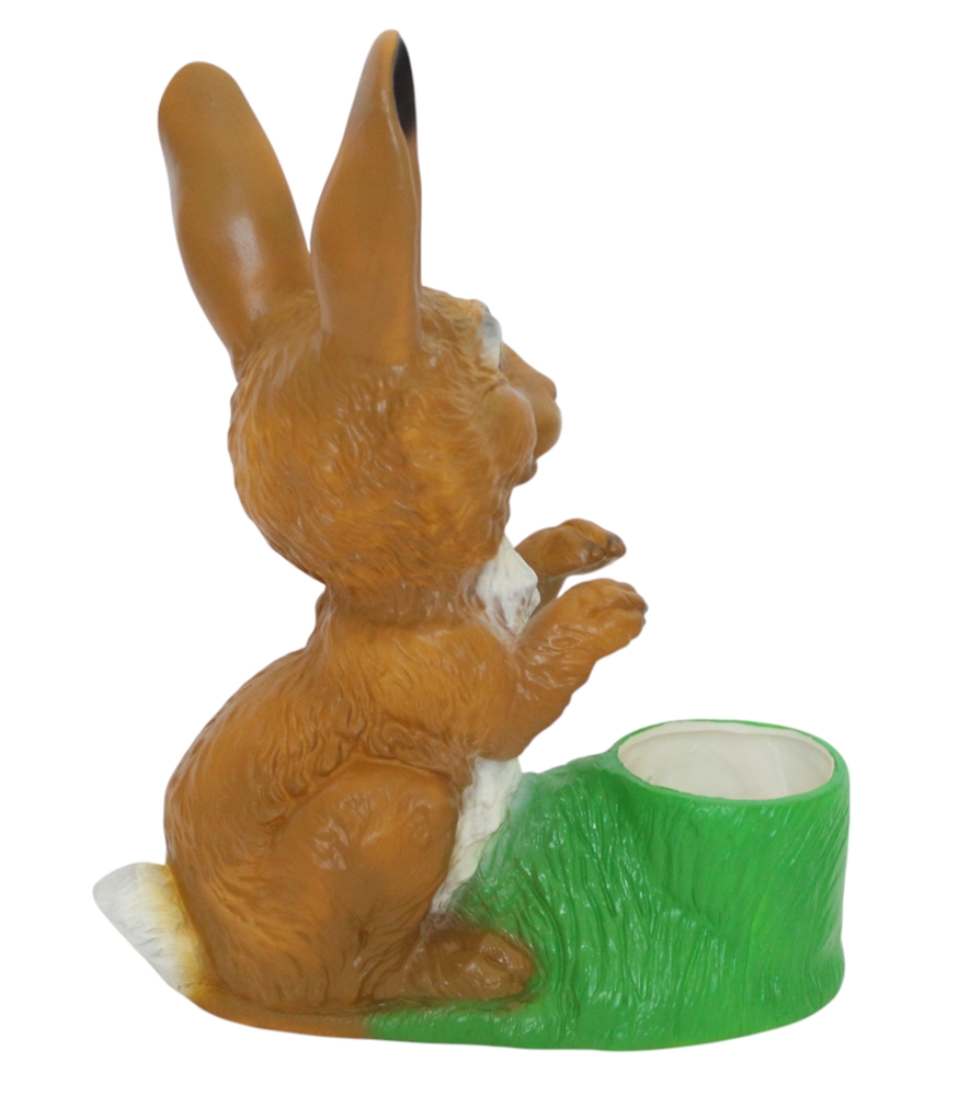 Osterhase mit Pflanzkübel - Osterfigur aus Kunststoff, für Garten & Innenbereich, Höhe 32 cm