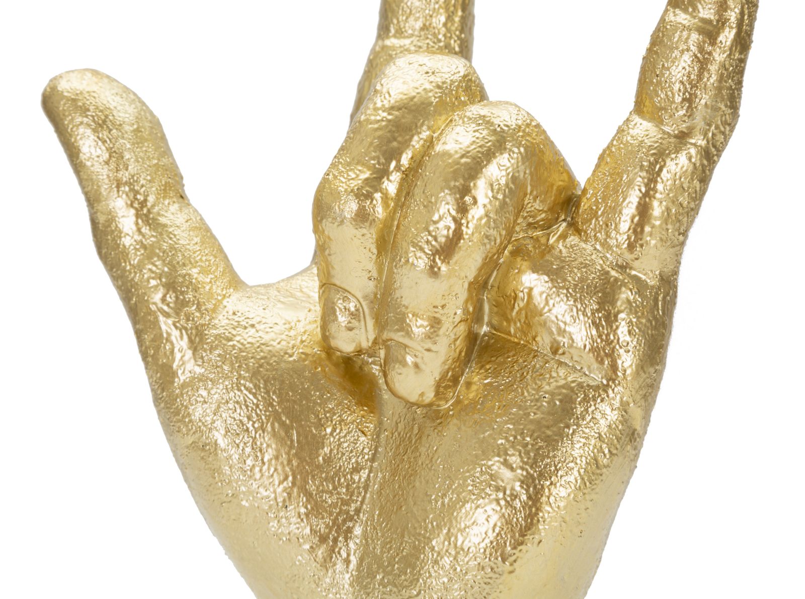 Handzeichen Yeah Gold – ausdrucksstarke Dekofigur aus Polyresin für Wohnraum und überdachte Terrasse H 23 cm