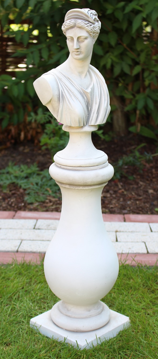 Beton Figur Skulptur Paolina Büste auf Baluster Säule H 71 cm klassische Statue Gartenskulptur