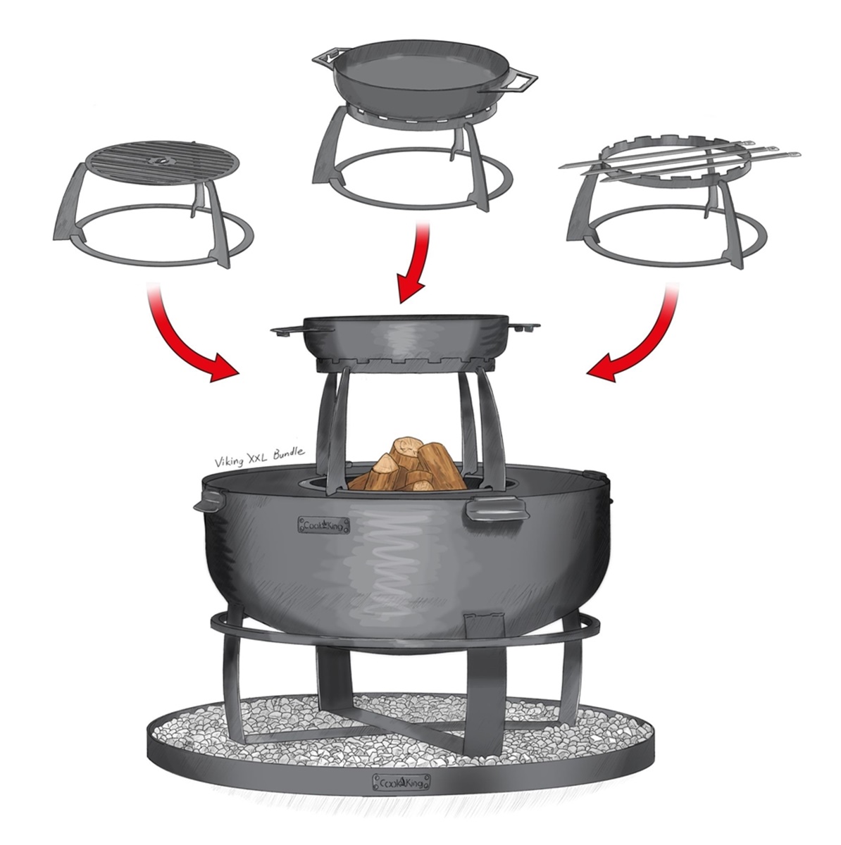 Hoher Grillrost Ø 38 cm für Grillplatten mit 50 cm Öffnung –passend für Feuerschalen Ø 98 & 102 cm