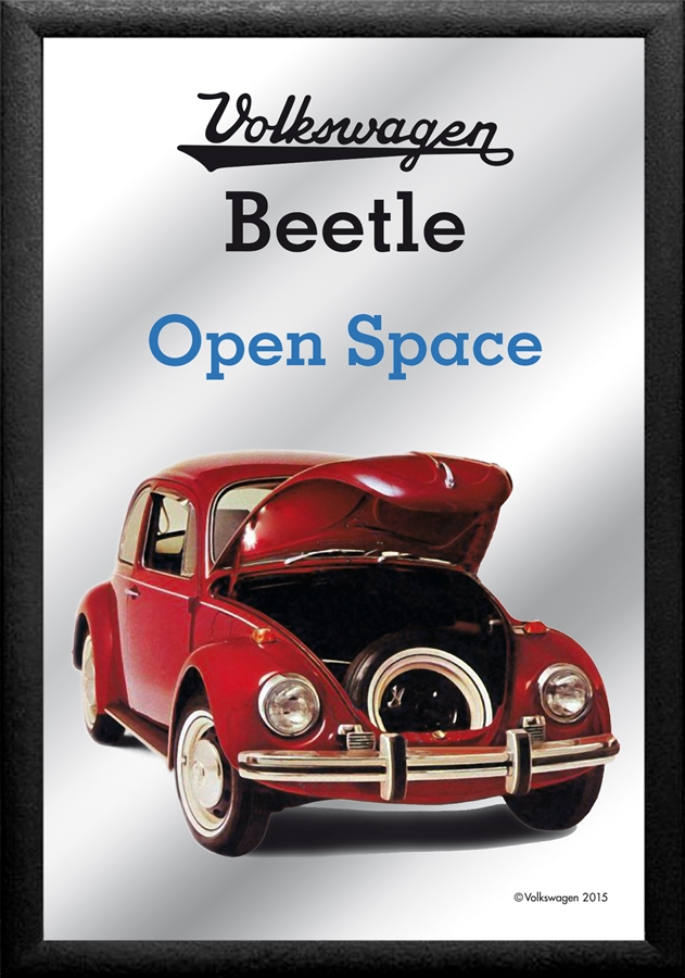 Set: 2 Spiegelbilder VW Beetle Oldtimer 30x20 cm Wandbilder Hinterglasdruck mit schwarzem Rahmen