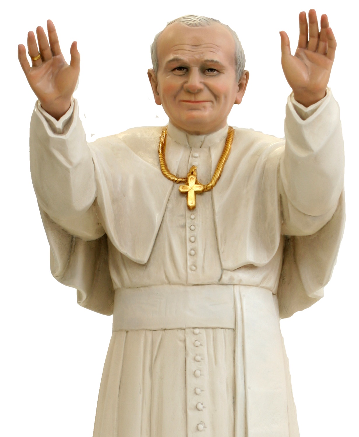 Statue Papst Johannes Paul der II H 12 cm Heiligenfigur Holz geschnitzt Holzfigur aus Ahornholz