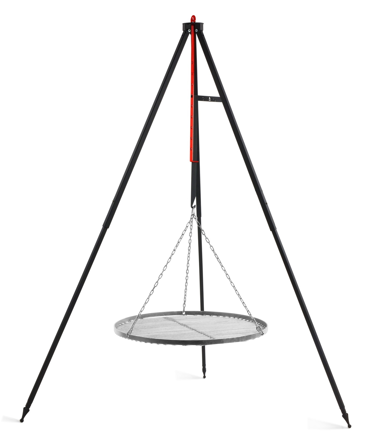 Campinggrill am Dreibein H 160 cm mit Grillrost Ø 60 cm aus Edelstahl Camping Tripod Grillständer