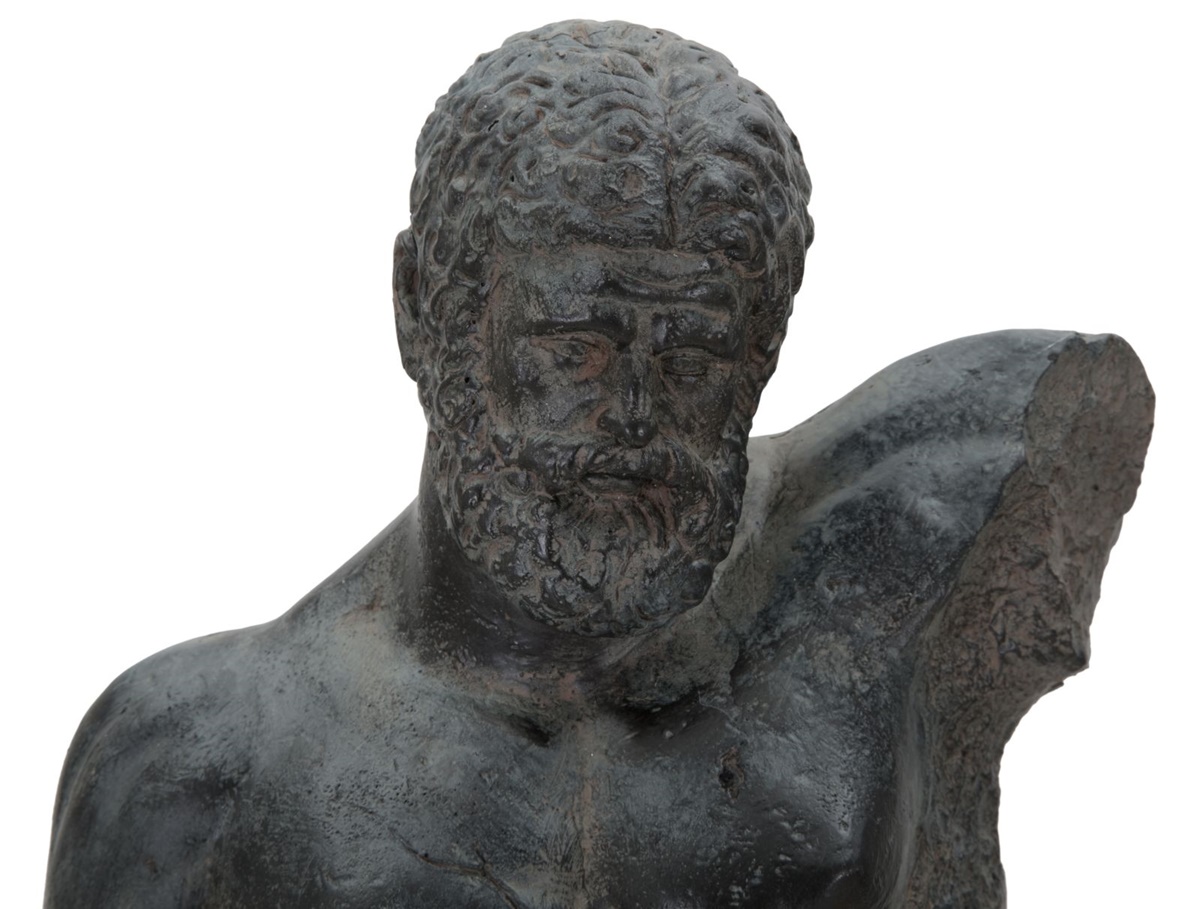 Dekofigur klassische Männerbüste Skulptur Torso ohne Arme und Beine Statue schwarz H 57,5 cm