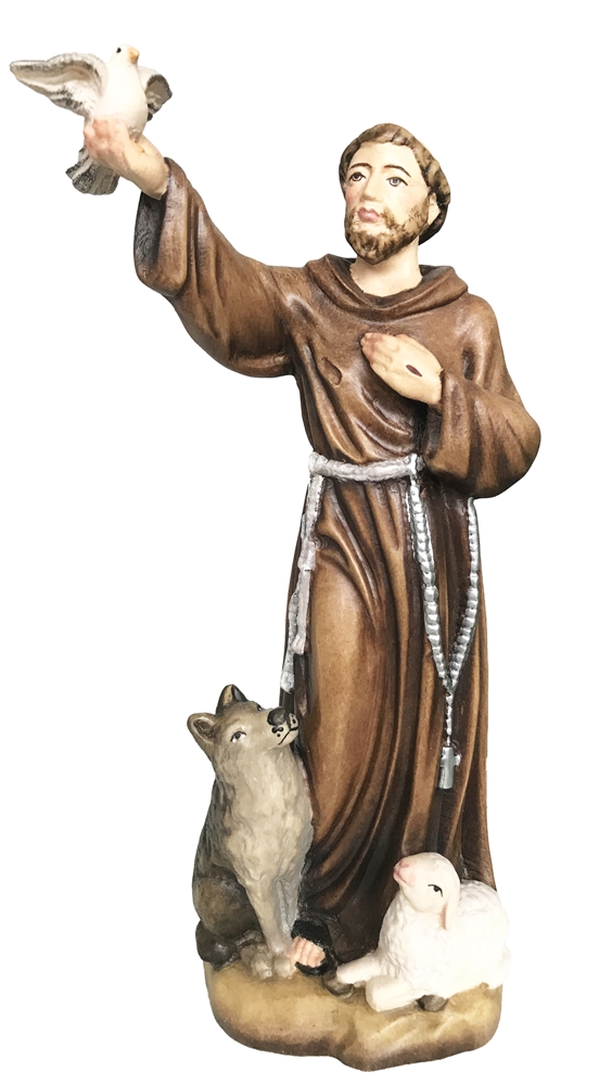 Heiligenfigur Heiliger Franziskus H 20 cm Franz von Assisi Holzfigur Holzstatue Statue aus Ahornholz