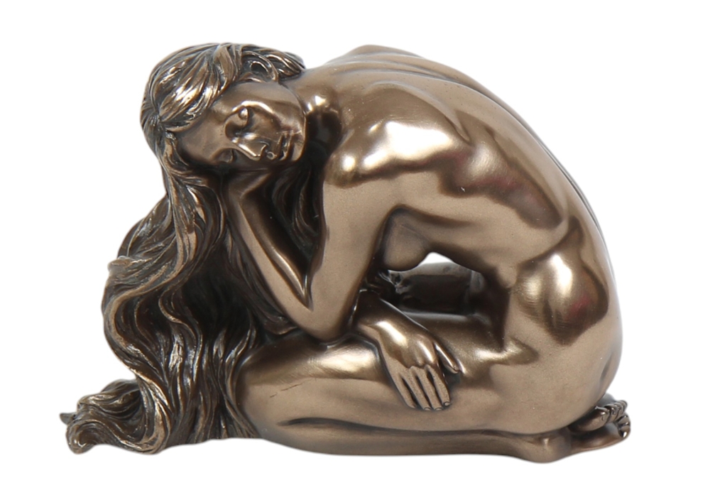 Dekofigur Body Talk Kollektion Frau kniend B 12 cm Frauenakt Skulptur Figur bronzefarben